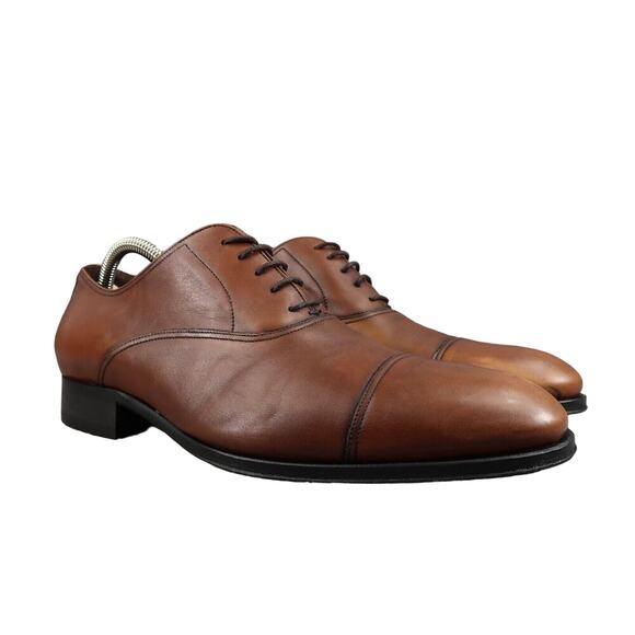 To Boot Shoes Men 8 Oxford Cap Toe Formal Calf Leather Brandon II Classic Cognac - Picture 1 of 16